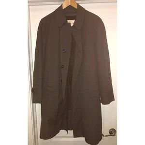 van Heusen windbreaker Mens Coat Overcoat Lining Vintage Button 40 brown trench